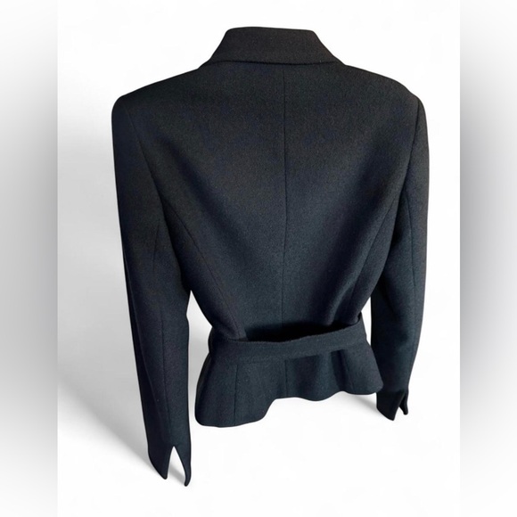 Vintage Escada Wool Cashmere Double Breasted Belted Blazer EU 36 Black Designer - Picture 3 of 12